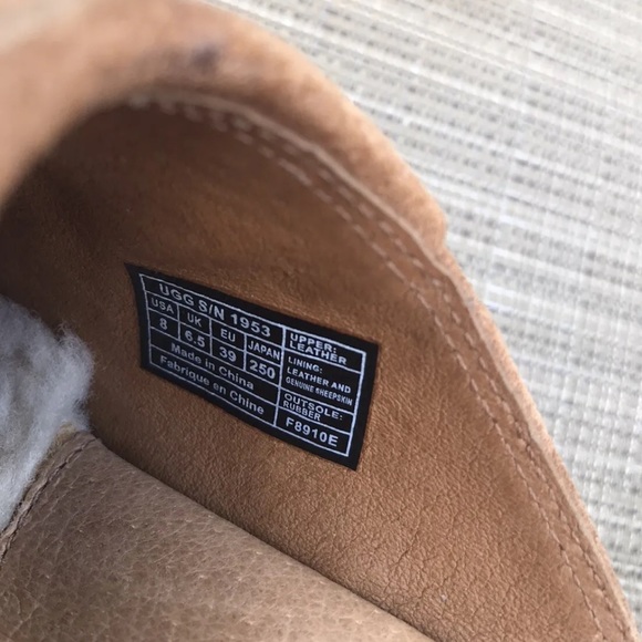 UGG Abbie Clogs Brown Suede Slip On Wood Heel Womens 8 Sheepskin Lined F8910E - Picture 6 of 11